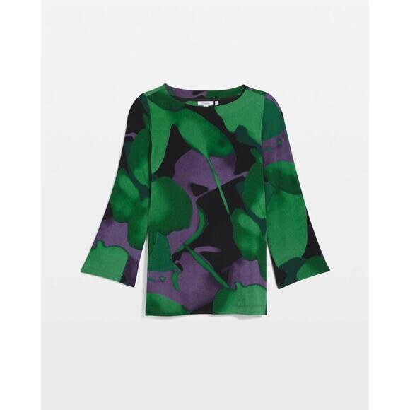 Chicos Travelers 3 Watercolor Bell Sleeve Tunic Fluid ink Enchanted Forrest new - Picture 5 of 11